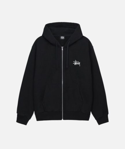 BASIC STÜSSY ZIP HOODIE BLACK