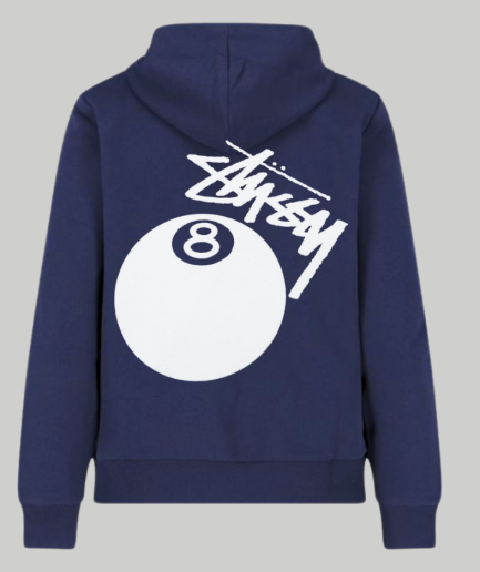 Stussy 8 Ball Fleece Blue Hoodie