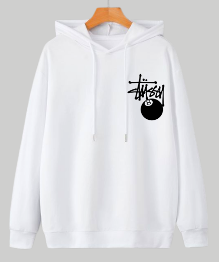 Stussy 8 Ball Fleece White Hoodie