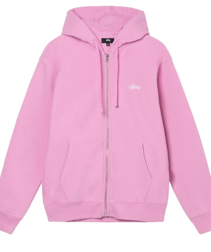 Overdyed Stock Logo Zip Hoodie Pink