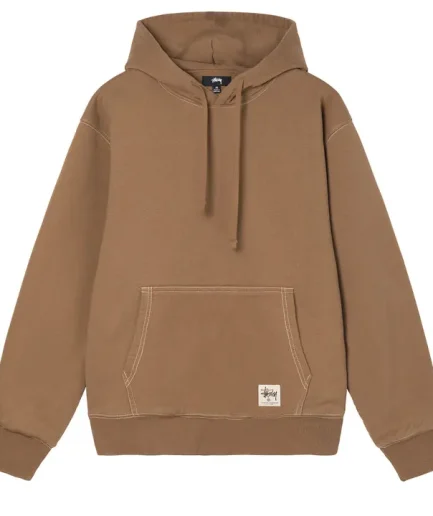 Stussy Contrast Stitch Label Hoodie Brown