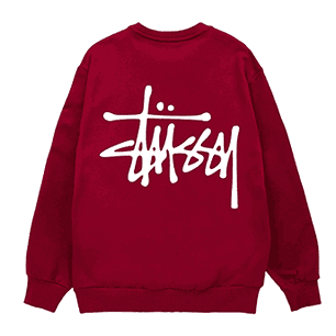 STUSSY MAROON WHITE LOGO SWEATER